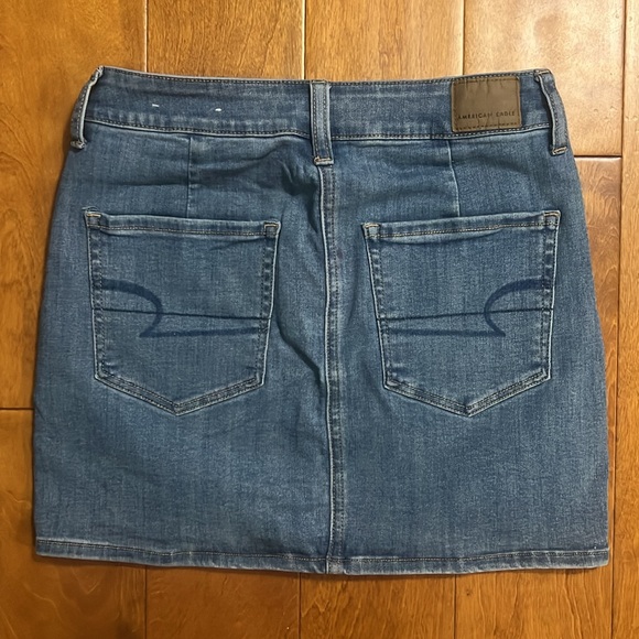 American Eagle High Rise Denim Mini Skirt Size 4 Stretch Sparkle Western Country - Picture 6 of 11